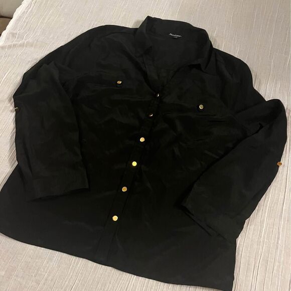 notations black womens blouse with buttons - Picture 2 of 5
